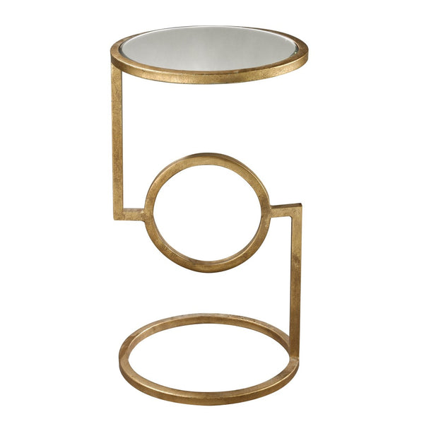 Atlas Mirrored Top Accent Table - Chic Vintage-Inspired Design with Antique Gold Leaf Frame for Small Spaces TA11126-01