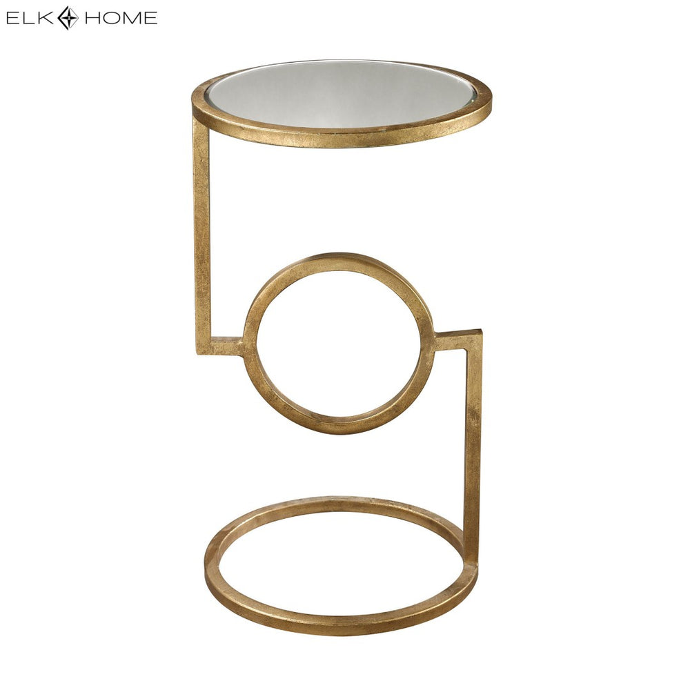 Atlas Mirrored Top Accent Table - Chic Vintage-Inspired Design with Antique Gold Leaf Frame for Small Spaces TA11126-01