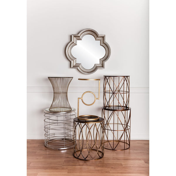 Atlas Mirrored Top Accent Table - Chic Vintage-Inspired Design with Antique Gold Leaf Frame for Small Spaces TA11126-01