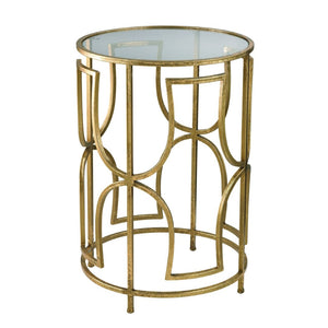 Atlas Modern Accent Table with Antique Gold Finish - Sculptural Design, Clear Glass Top for Contemporary Spaces TA11127-01
