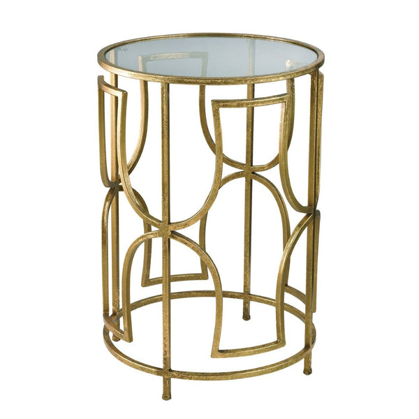 Atlas Modern Accent Table with Antique Gold Finish - Sculptural Design, Clear Glass Top for Contemporary Spaces TA11127-01