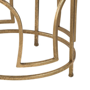Atlas Modern Accent Table with Antique Gold Finish - Sculptural Design, Clear Glass Top for Contemporary Spaces TA11127-01