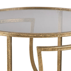 Atlas Modern Accent Table with Antique Gold Finish - Sculptural Design, Clear Glass Top for Contemporary Spaces TA11127-01