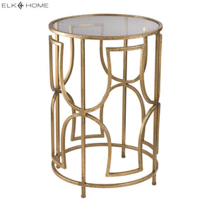Atlas Modern Accent Table with Antique Gold Finish - Sculptural Design, Clear Glass Top for Contemporary Spaces TA11127-01