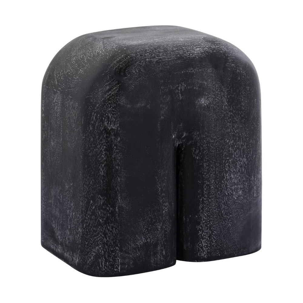 Atlas Morris Cerused Accent Table - Modern Sculptural Black Mango Wood Design for Compact Spaces TA11128-01