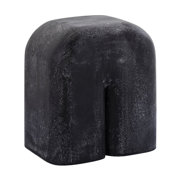Atlas Morris Cerused Accent Table - Modern Sculptural Black Mango Wood Design for Compact Spaces TA11128-01