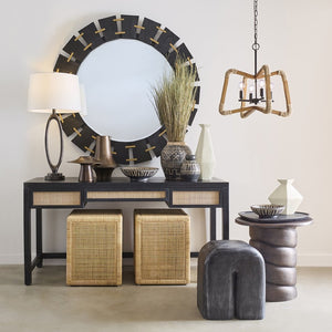 Atlas Morris Cerused Accent Table - Modern Sculptural Black Mango Wood Design for Compact Spaces TA11128-01