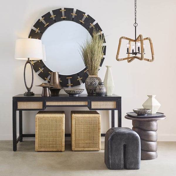 Atlas Morris Cerused Accent Table - Modern Sculptural Black Mango Wood Design for Compact Spaces TA11128-01