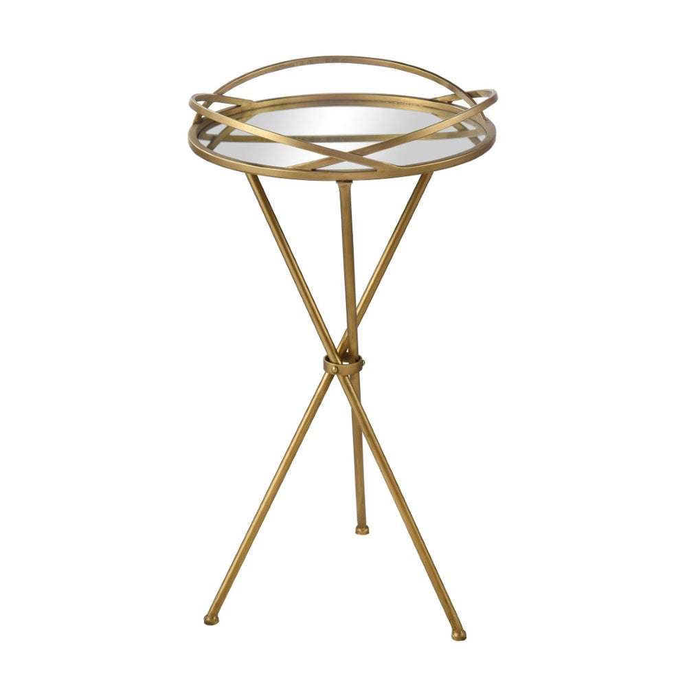 Atlas Nasso Accent Table - Elegant Brass Drinks Table with Mirrored Top and Hourglass Design for Living Spaces TA11129-01