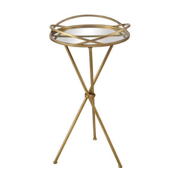 Atlas Nasso Accent Table - Elegant Brass Drinks Table with Mirrored Top and Hourglass Design for Living Spaces TA11129-01