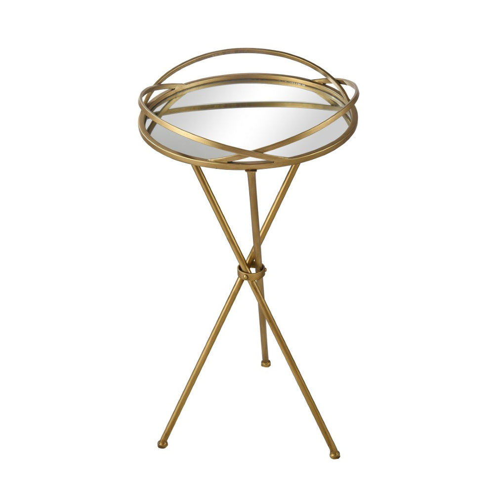 Atlas Nasso Accent Table - Elegant Brass Drinks Table with Mirrored Top and Hourglass Design for Living Spaces TA11129-01