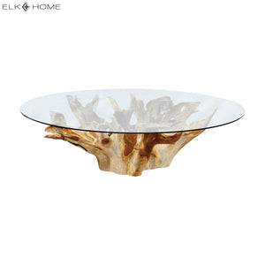 Atlas New Orleans Coffee Table - Sculptural Teak Root Design with Round Glass Top for Coastal Elegance TA11130-01