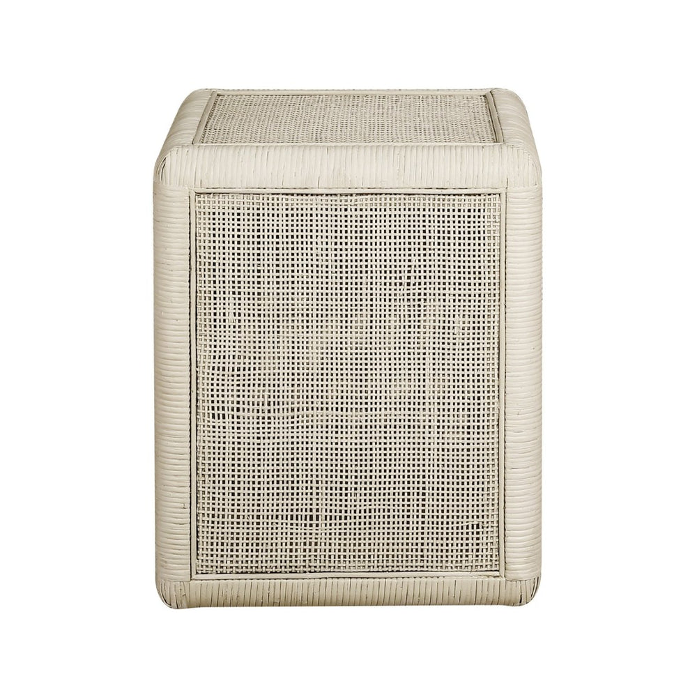 Atlas Oneka Accent Table - Chic Shoji White Design with Woven Cane Sides for Modern Living Spaces TA11133-01