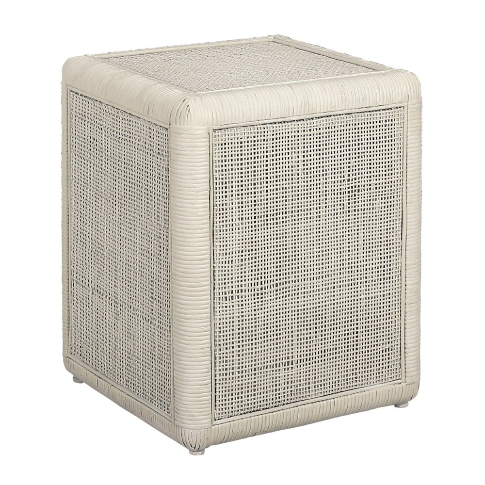 Atlas Oneka Accent Table - Chic Shoji White Design with Woven Cane Sides for Modern Living Spaces TA11133-01