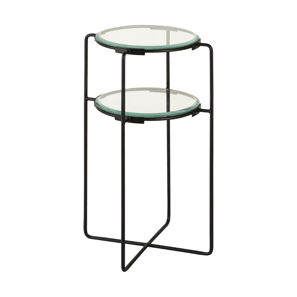 Atlas Oscar Accent Table - Modern Two-Tier Glass & Metal Design for Stylish Storage in Small Spaces TA11134-01