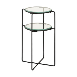 Atlas Oscar Accent Table - Modern Two-Tier Glass & Metal Design for Stylish Storage in Small Spaces TA11134-01