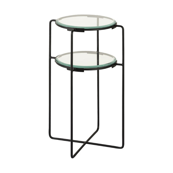 Atlas Oscar Accent Table - Modern Two-Tier Glass & Metal Design for Stylish Storage in Small Spaces TA11134-01