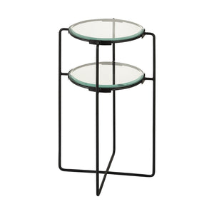 Atlas Oscar Accent Table - Modern Two-Tier Glass & Metal Design for Stylish Storage in Small Spaces TA11134-01