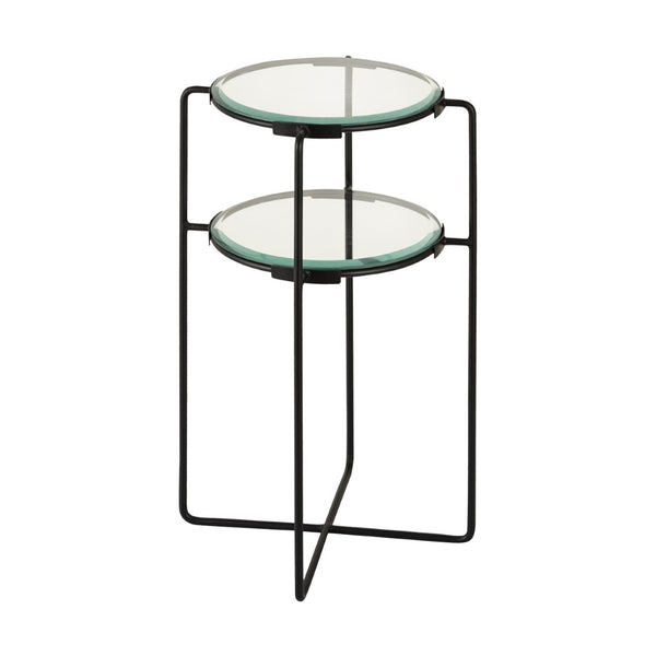 Atlas Oscar Accent Table - Modern Two-Tier Glass & Metal Design for Stylish Storage in Small Spaces TA11134-01