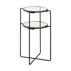 Atlas Oscar Accent Table - Modern Two-Tier Glass & Metal Design for Stylish Storage in Small Spaces TA11134-01