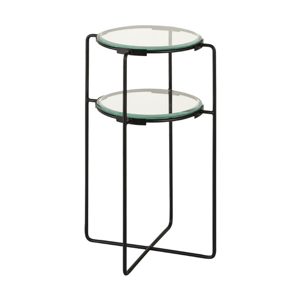 Atlas Oscar Accent Table - Modern Two-Tier Glass & Metal Design for Stylish Storage in Small Spaces TA11134-01