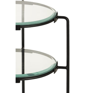 Atlas Oscar Accent Table - Modern Two-Tier Glass & Metal Design for Stylish Storage in Small Spaces TA11134-01