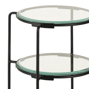 Atlas Oscar Accent Table - Modern Two-Tier Glass & Metal Design for Stylish Storage in Small Spaces TA11134-01