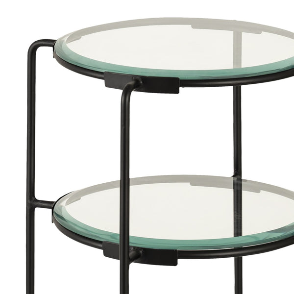 Atlas Oscar Accent Table - Modern Two-Tier Glass & Metal Design for Stylish Storage in Small Spaces TA11134-01