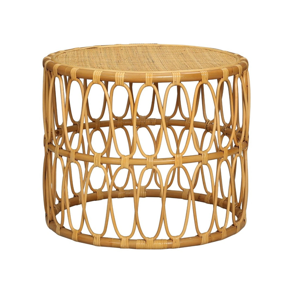 Atlas Pala Accent Table - Artisan-Crafted Round Drum Design with Woven Cane Top for Stylish Interiors TA11136-01