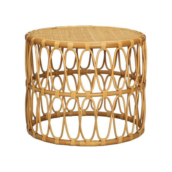 Atlas Pala Accent Table - Artisan-Crafted Round Drum Design with Woven Cane Top for Stylish Interiors TA11136-01