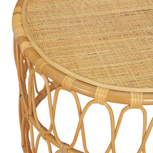 Atlas Pala Accent Table - Artisan-Crafted Round Drum Design with Woven Cane Top for Stylish Interiors TA11136-01