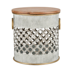 Atlas Parla Accent Table Set of 2 – Modern Rustic Drum Design with Hidden Storage & Brass Handles TA11138-01S