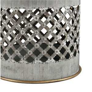Atlas Parla Accent Table Set of 2 – Modern Rustic Drum Design with Hidden Storage & Brass Handles TA11138-01S