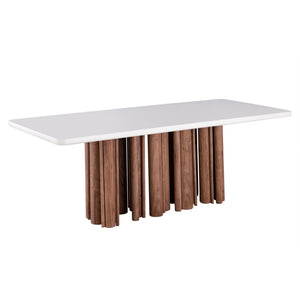 Atlas Pier Dining Table - Medium Acacia with Cream Gloss Top, Perfect for Modern and Transitional Spaces! TA11143-01