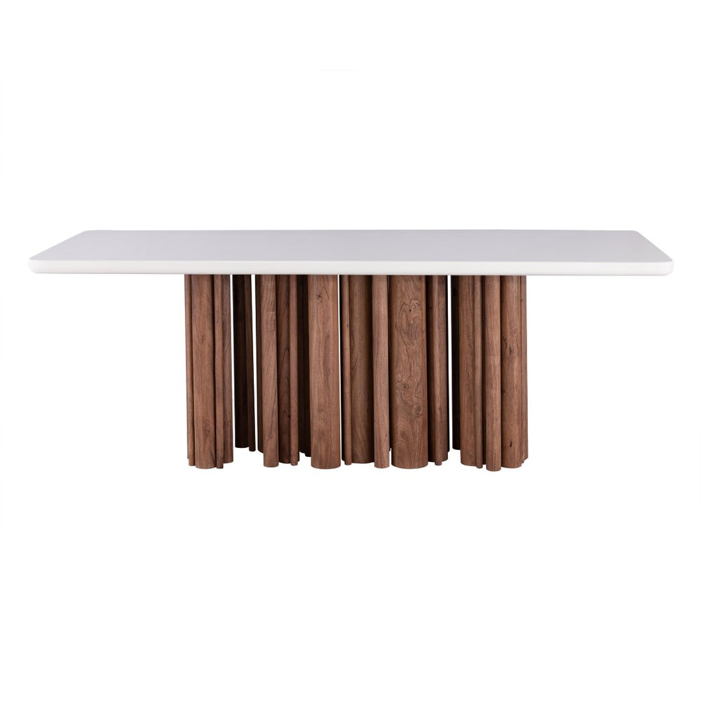Atlas Pier Dining Table - Medium Acacia with Cream Gloss Top, Perfect for Modern and Transitional Spaces! TA11143-01