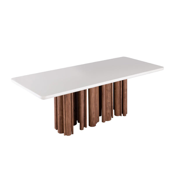Atlas Pier Dining Table - Medium Acacia with Cream Gloss Top, Perfect for Modern and Transitional Spaces! TA11143-01