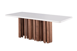 Atlas Pier Dining Table - Medium Acacia with Cream Gloss Top, Perfect for Modern and Transitional Spaces! TA11143-01