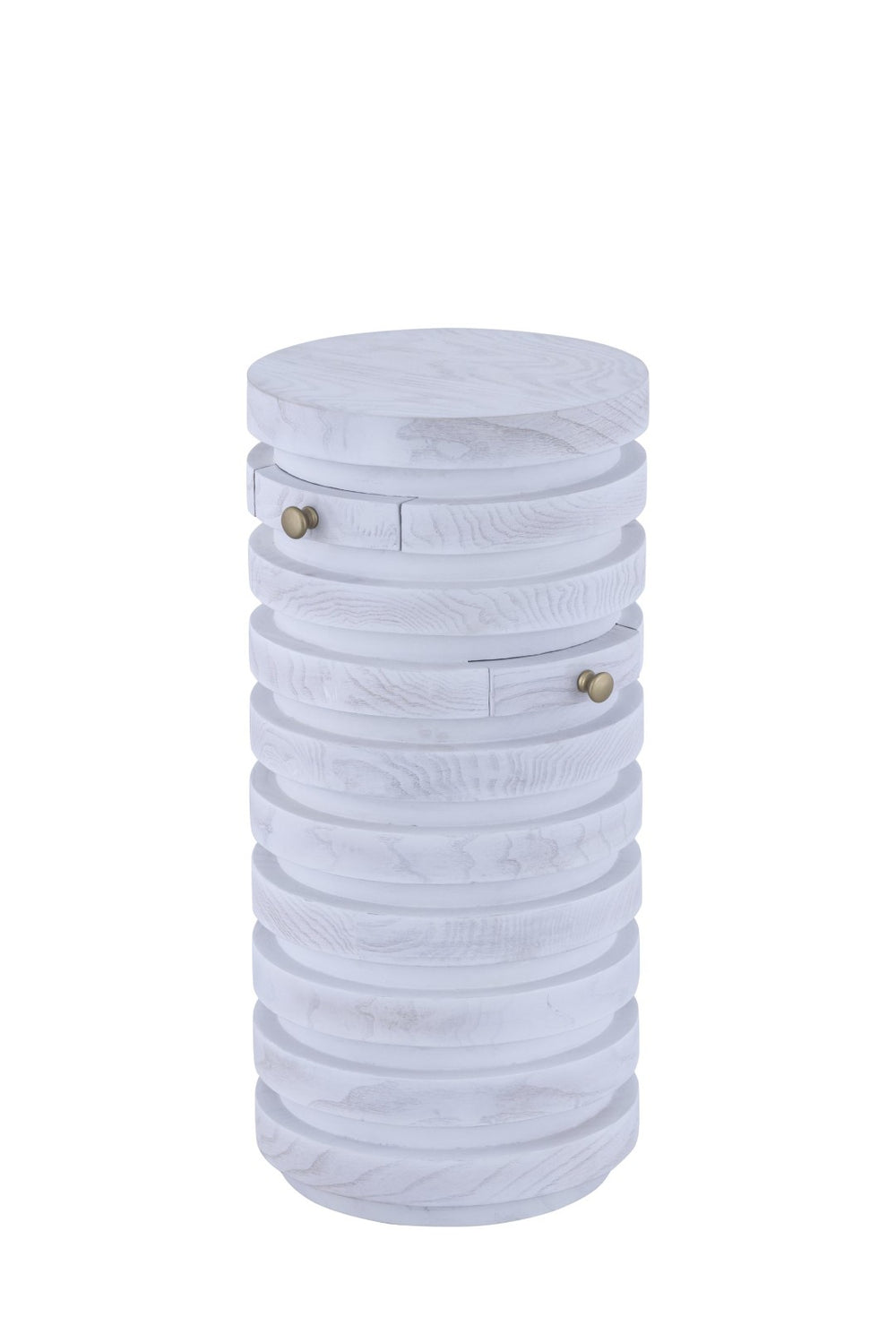 Atlas Prospect Accent Table - Elegant White Ash Burl with Swivel Trays for Stylish Storage & Display TA11149-01