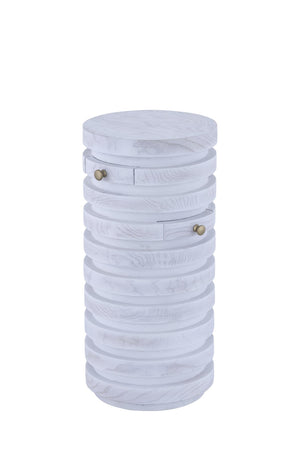 Atlas Prospect Accent Table - Elegant White Ash Burl with Swivel Trays for Stylish Storage & Display TA11149-01
