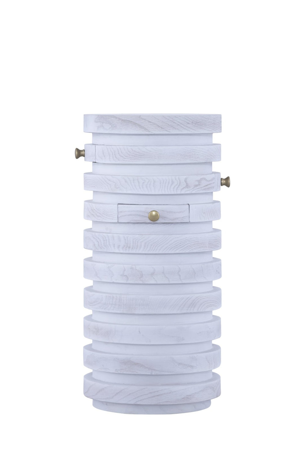 Atlas Prospect Accent Table - Elegant White Ash Burl with Swivel Trays for Stylish Storage & Display TA11149-01
