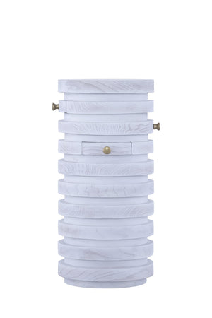 Atlas Prospect Accent Table - Elegant White Ash Burl with Swivel Trays for Stylish Storage & Display TA11149-01