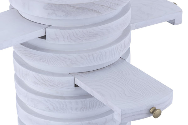Atlas Prospect Accent Table - Elegant White Ash Burl with Swivel Trays for Stylish Storage & Display TA11149-01