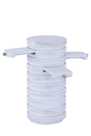 Atlas Prospect Accent Table - Elegant White Ash Burl with Swivel Trays for Stylish Storage & Display TA11149-01