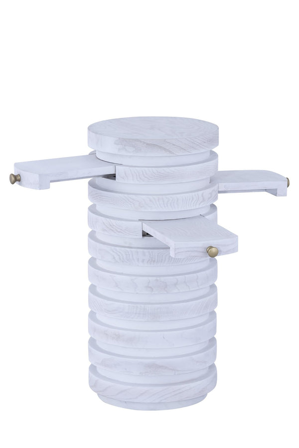 Atlas Prospect Accent Table - Elegant White Ash Burl with Swivel Trays for Stylish Storage & Display TA11149-01