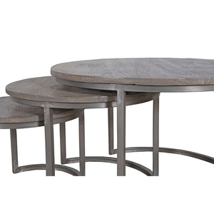 Atlas Quint Nesting Accent Tables Set of 3 - Rustic Gray Wood & Black Metal for Stylish Home Decor TA11150-01S