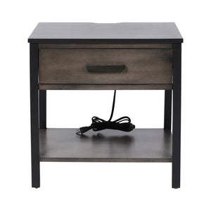 Atlas Ramsay Accent Table - Handcrafted Solid Wood Design with Charging Ports & Modern Style for Any Room TA11151-01