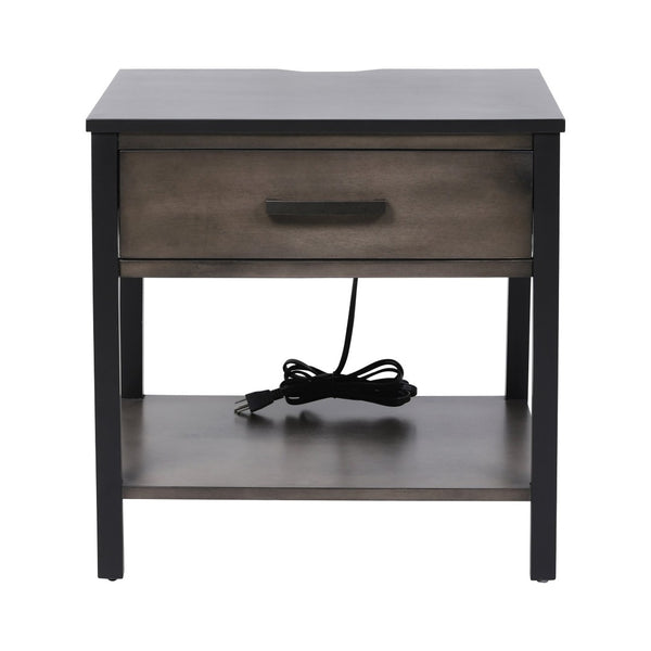 Atlas Ramsay Accent Table - Handcrafted Solid Wood Design with Charging Ports & Modern Style for Any Room TA11151-01