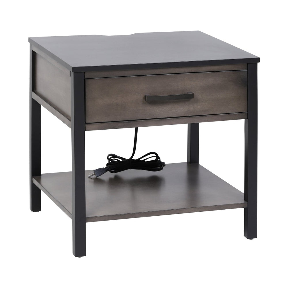 Atlas Ramsay Accent Table - Handcrafted Solid Wood Design with Charging Ports & Modern Style for Any Room TA11151-01