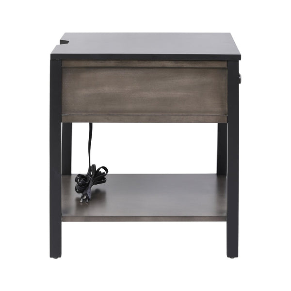 Atlas Ramsay Accent Table - Handcrafted Solid Wood Design with Charging Ports & Modern Style for Any Room TA11151-01