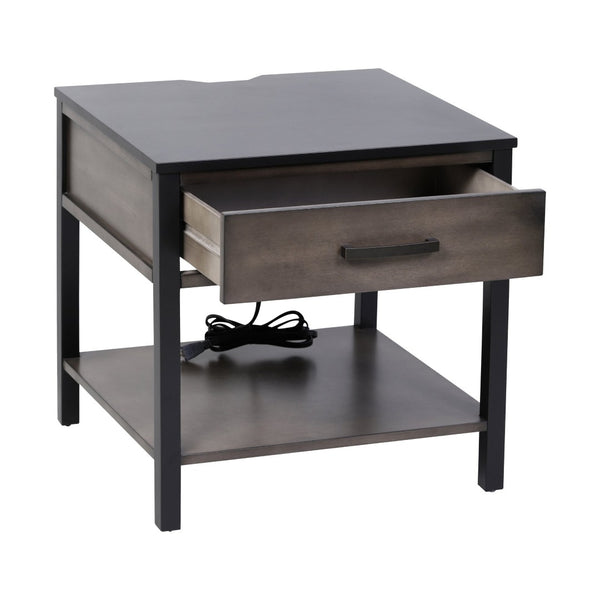 Atlas Ramsay Accent Table - Handcrafted Solid Wood Design with Charging Ports & Modern Style for Any Room TA11151-01